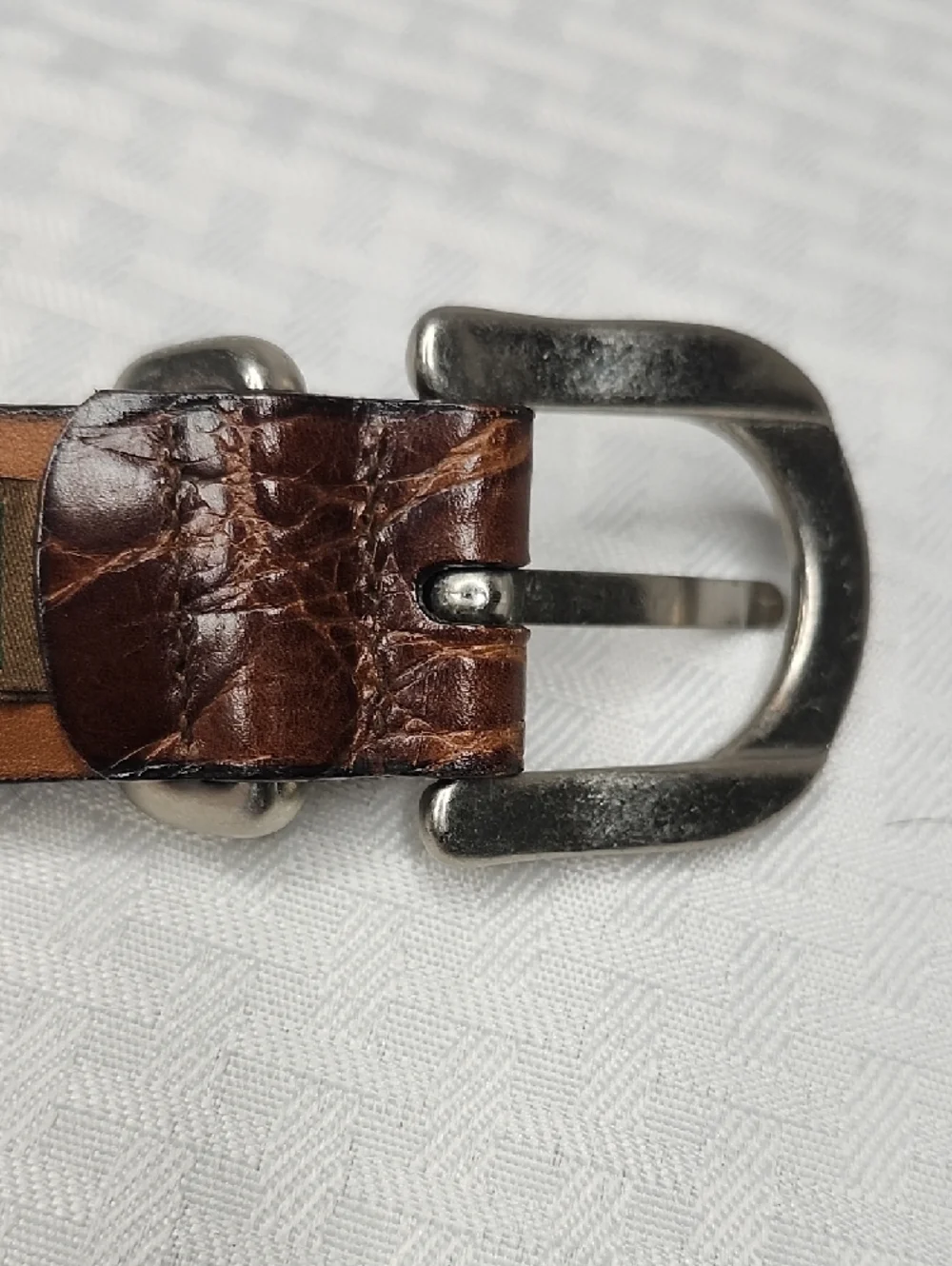 TRAFALGAR Brown Leather Belt Silver Buckle